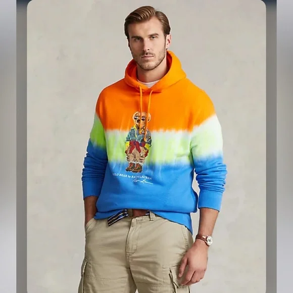 Men’s Polo Ralph Lauren Big & Tall Polo Bear Tie Dye Fleece Hoodie